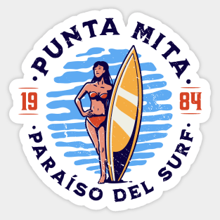 Vintage Punta Mita, Mexico Surfer's Paradise // Retro Surfing 1980s Badge Sticker